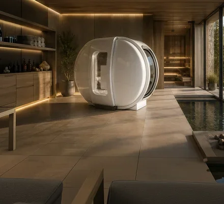 Hyperbaric chamber in a hotel wellness suite